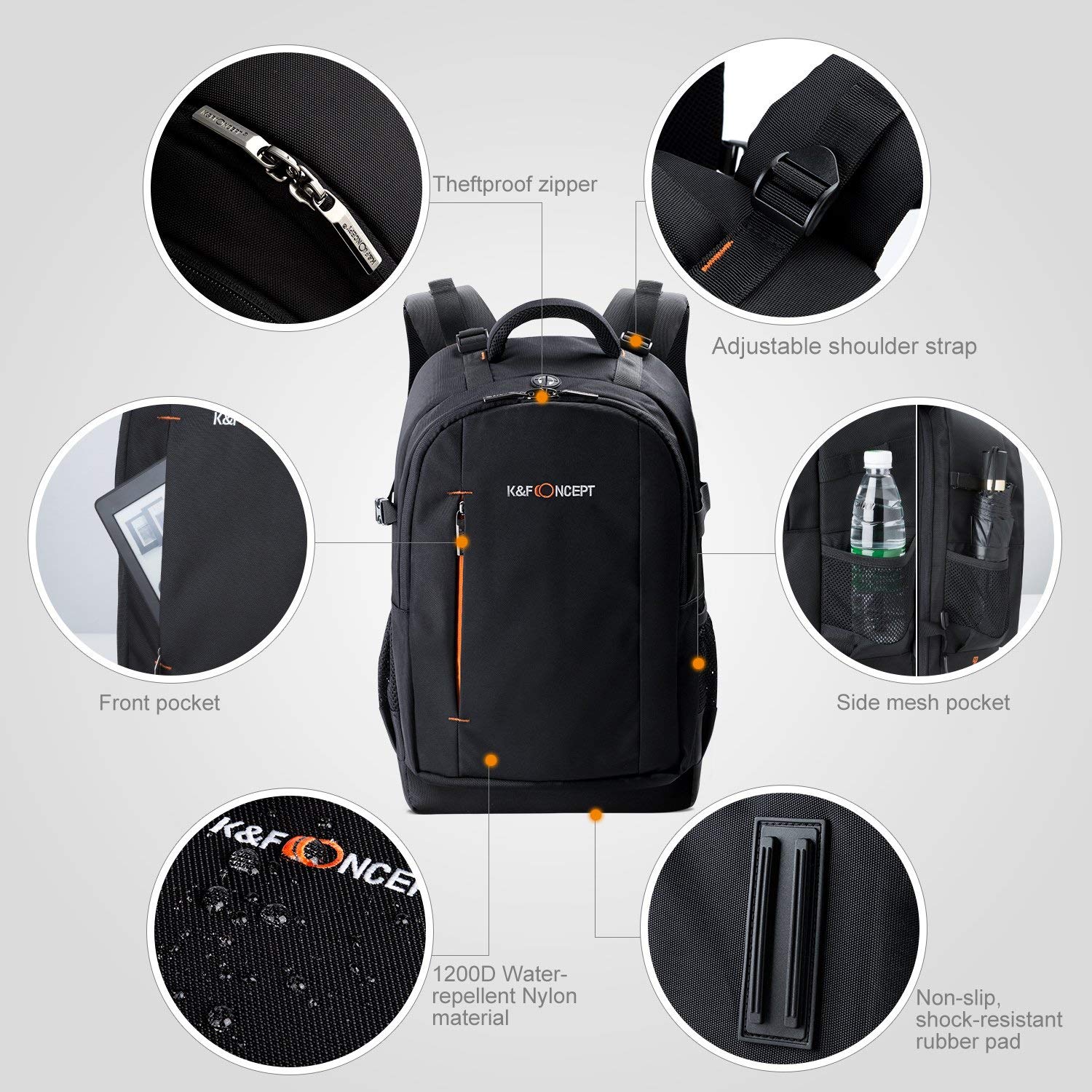 K&F Concept 13.025 DSLR Camera Backpack Laege Grey_TP