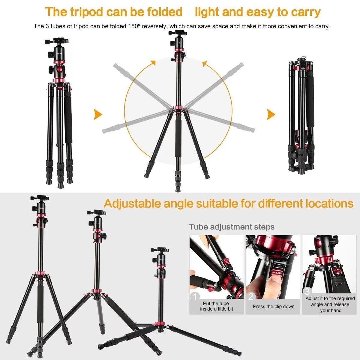 TRIOPO Tripod PMT-2504X8.C+D-2A Carbon Fiber Adjustable Tripod_TP